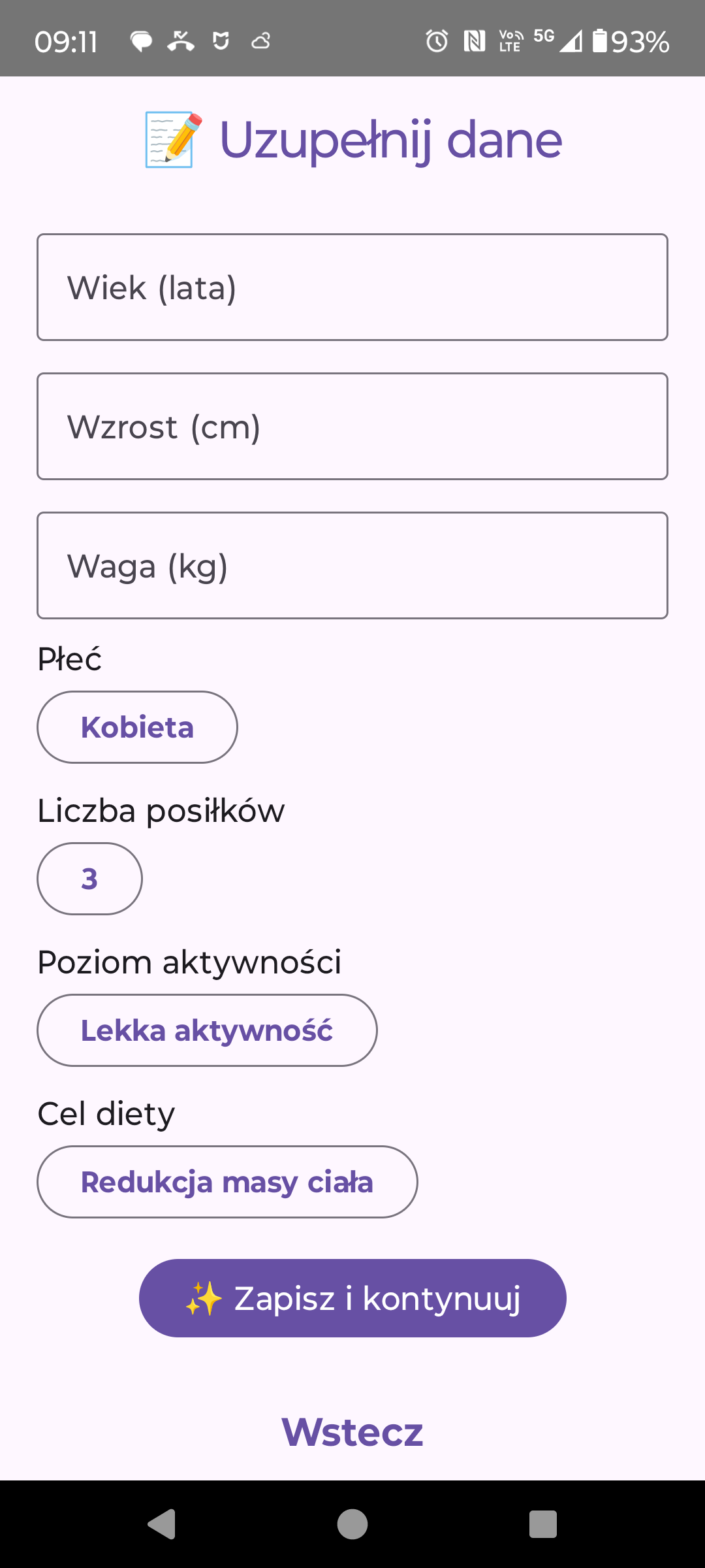 Edycja danych użytkownika